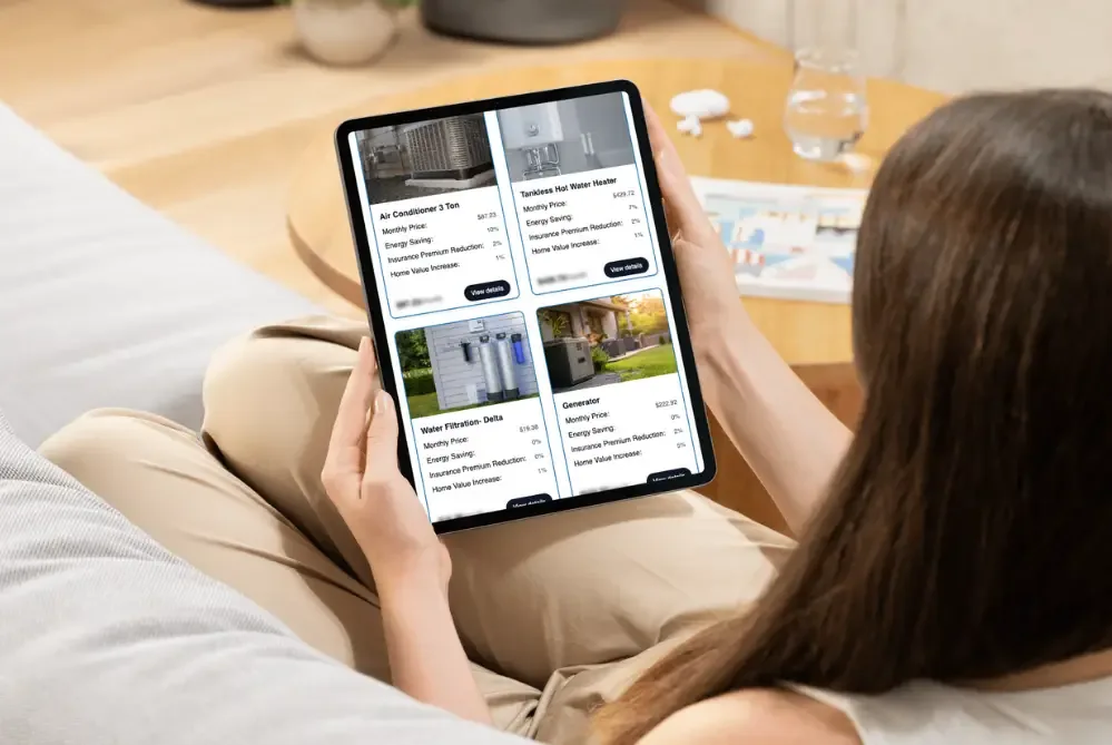woman looking at product bundling for contractors on her ipad